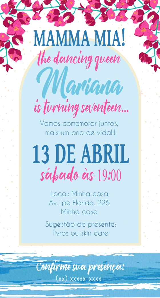 Convite de Aniversário Mamma Mia Dancing Queen para Editar