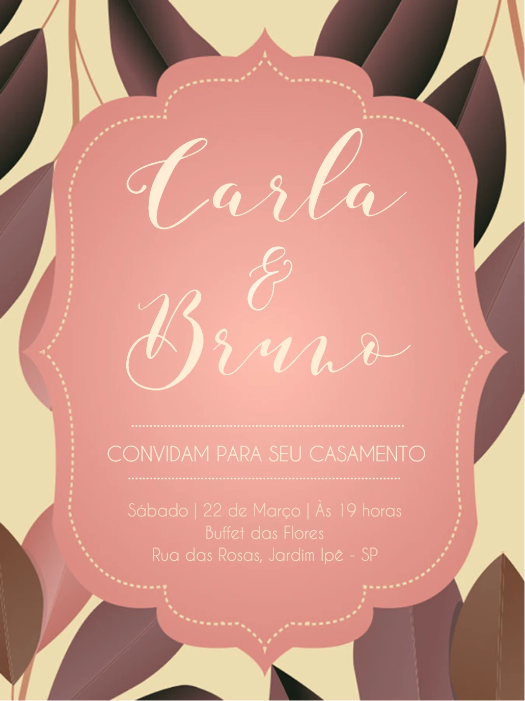 Convite de Casamento Clássico Floral para Editar Online