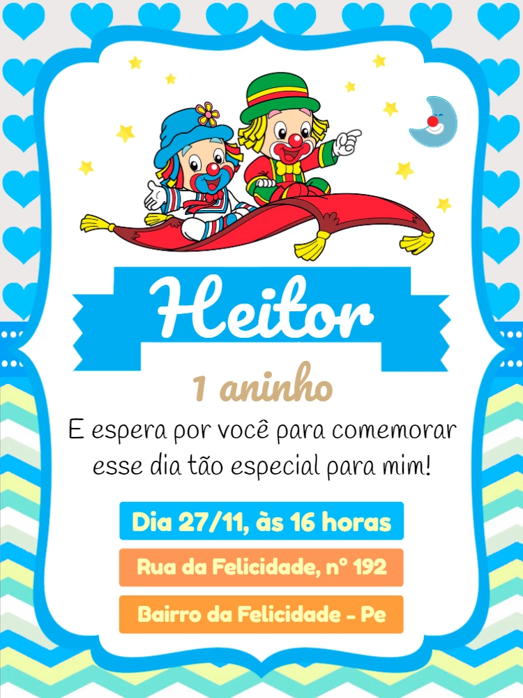 Convite Aniversário Patati Patatá para Editar Online