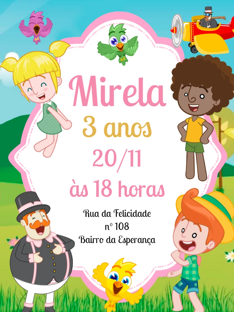 Convite Aniversário Mundo Bita e sua Turma Editável Online