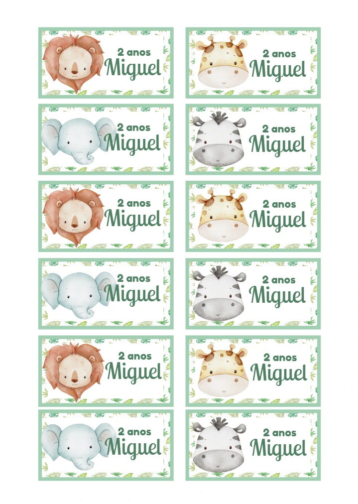 Etiquetas Safari Baby para Aniversário para Editar Online