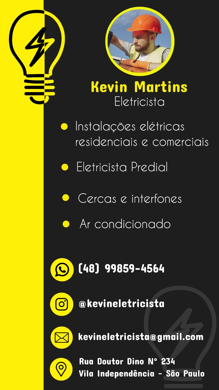 Cartão de Visita Eletricista com Foto para Editar Online