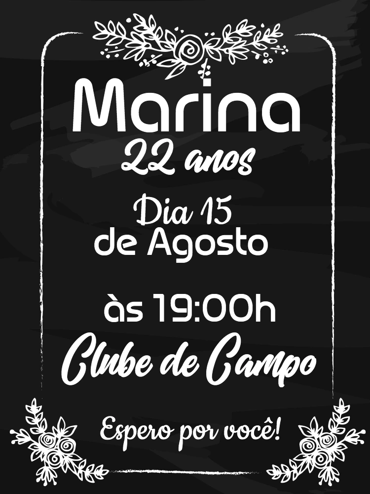 Convite de Aniversário Chalkboard para Editar Online