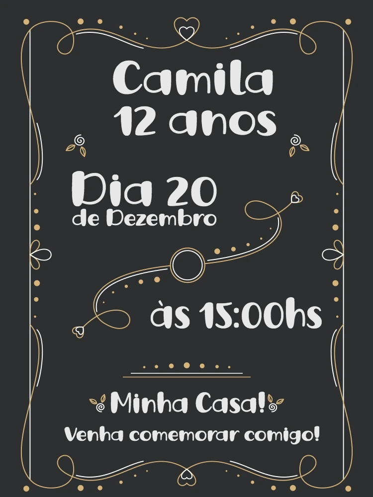 Convite de Aniversário Quadro Negro para Editar Online