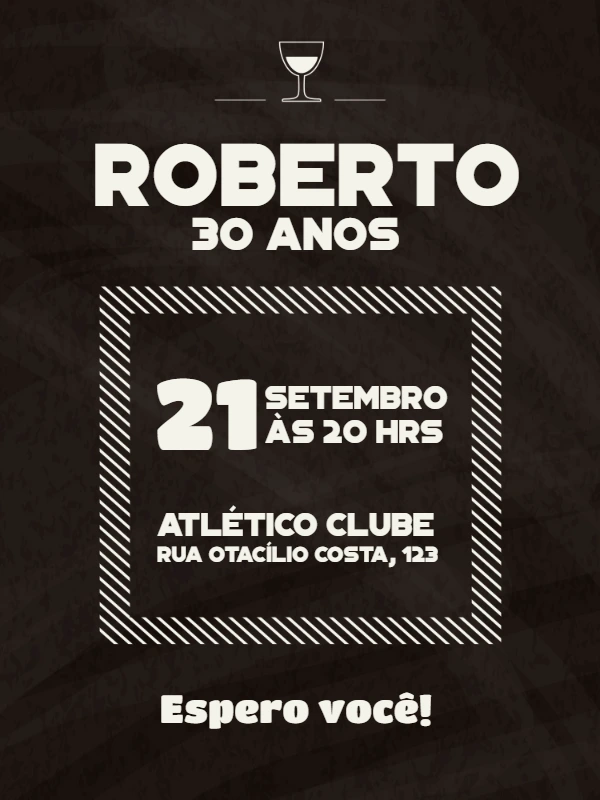 Convite de Aniversário Masculino Drink Moderno para Editar Online