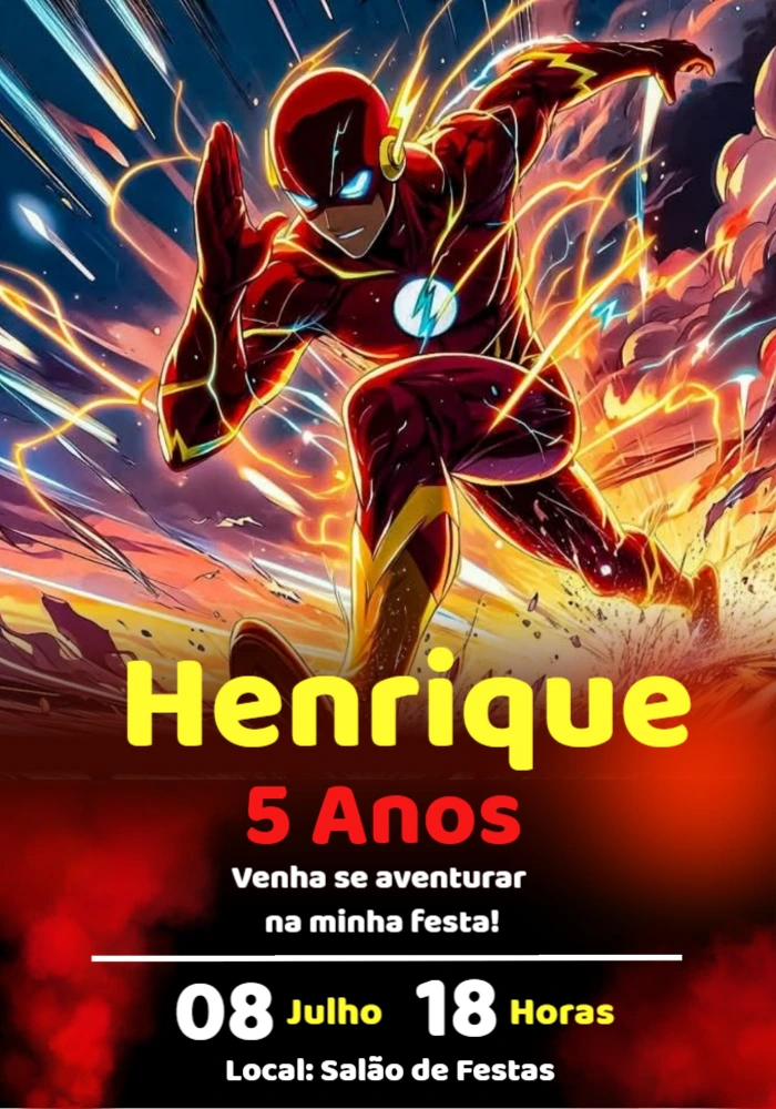 Convite de Aniversário The Flash para Editar Online