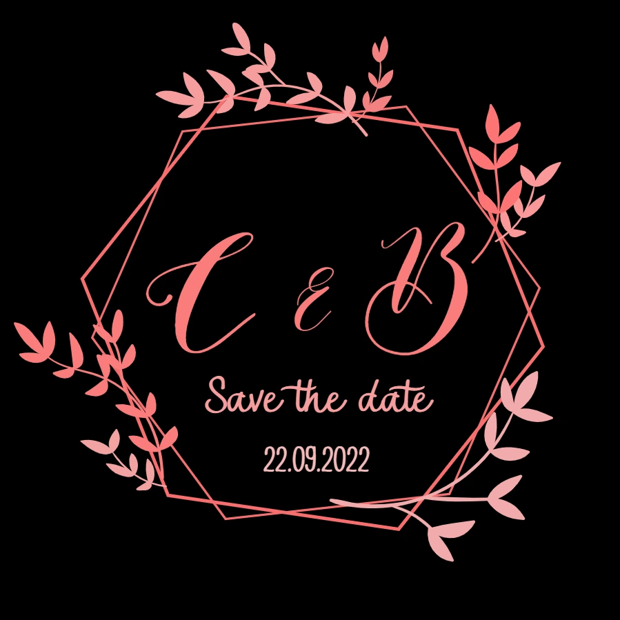 Logo Monograma Casamento com Folhas para Editar Online