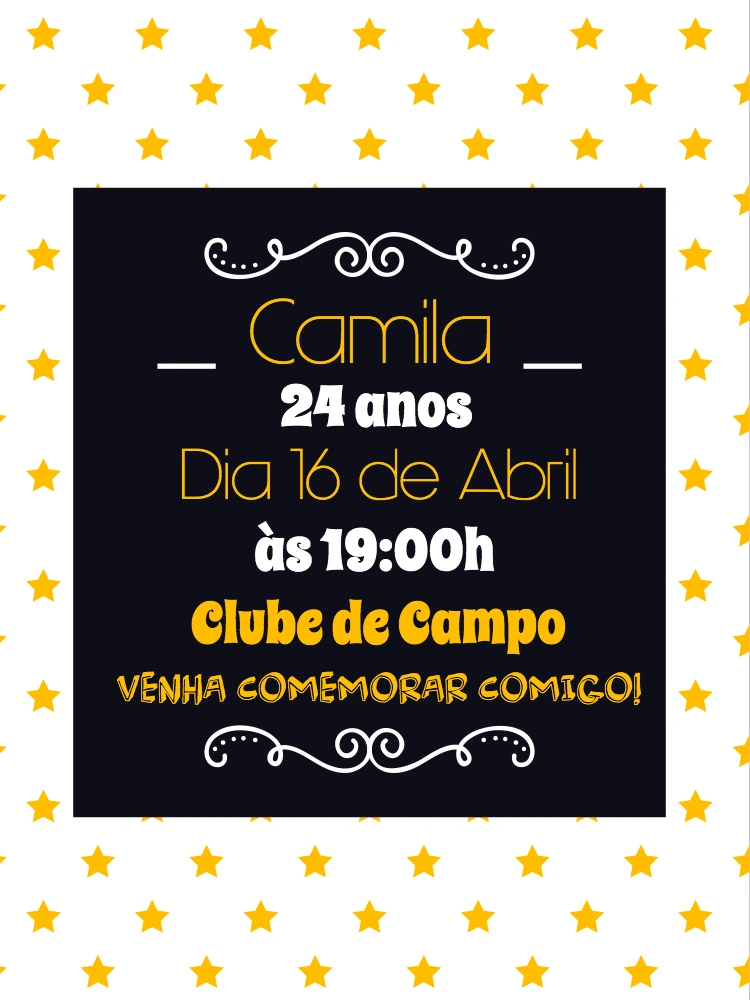 Convite de Aniversário Estrelinhas para Editar Online