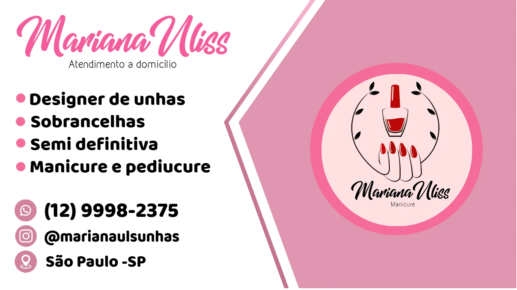 Cartão de Visita Manicure Profissional para Editar Online