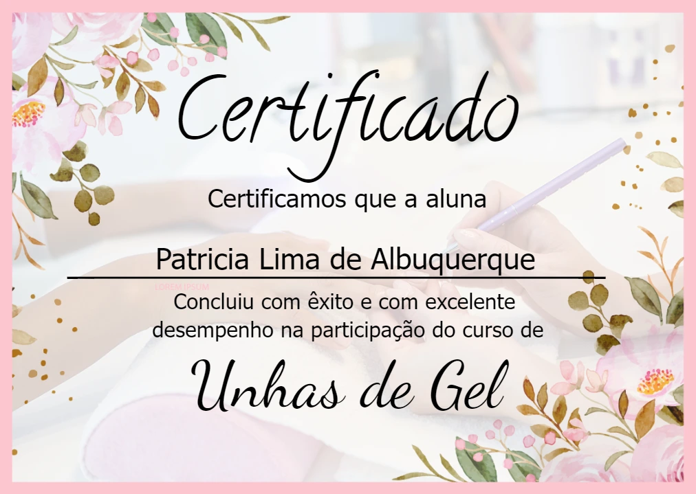 Certificado de Unhas de Gel Floral para Editar Online