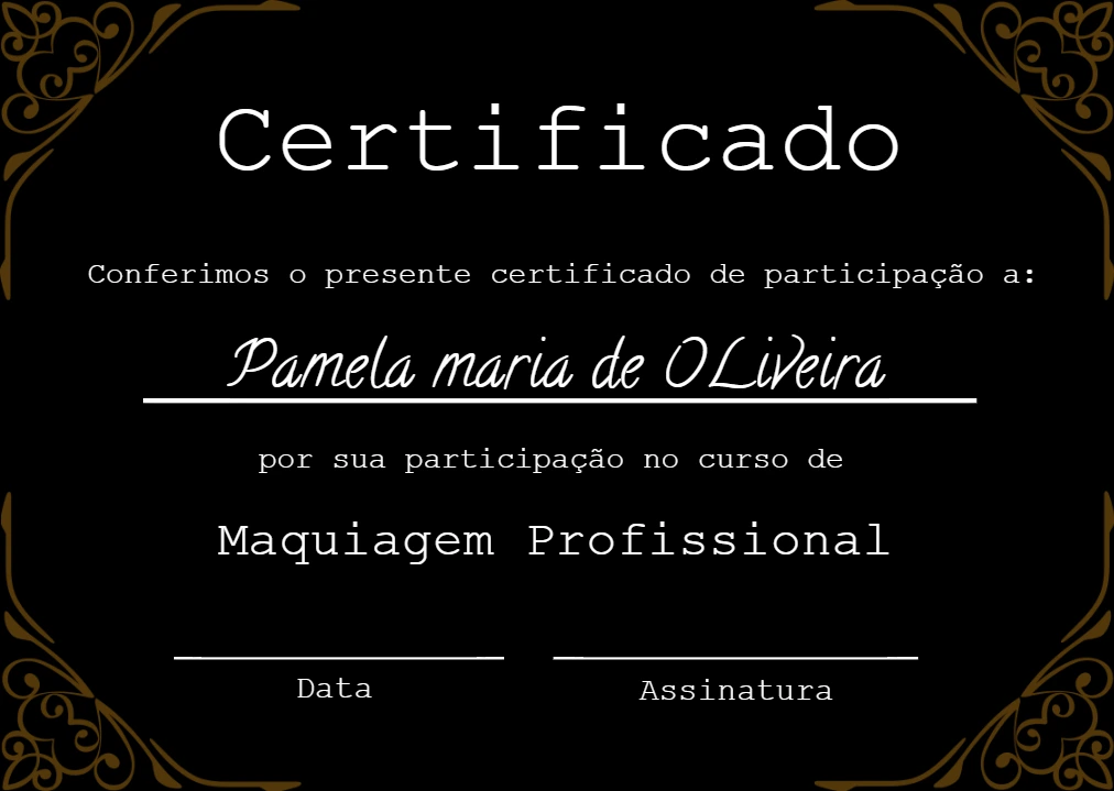 Certificado de Maquiagem Profissional Elegante para Editar Online