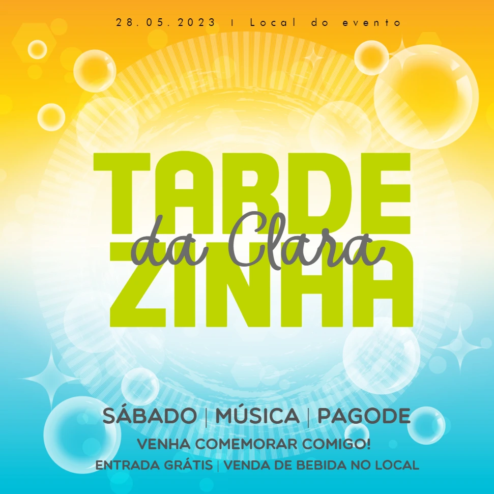 Convite de Aniversário Tardezinha Editável Online com Pagode