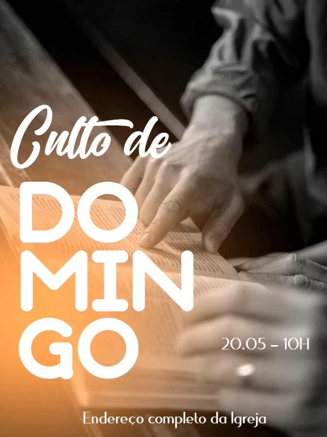 Convite de Igreja para Culto de Domingo Editável Online