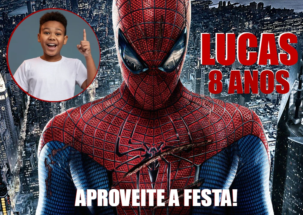 Painel de Aniversário Homem-Aranha com Foto para Editar Online