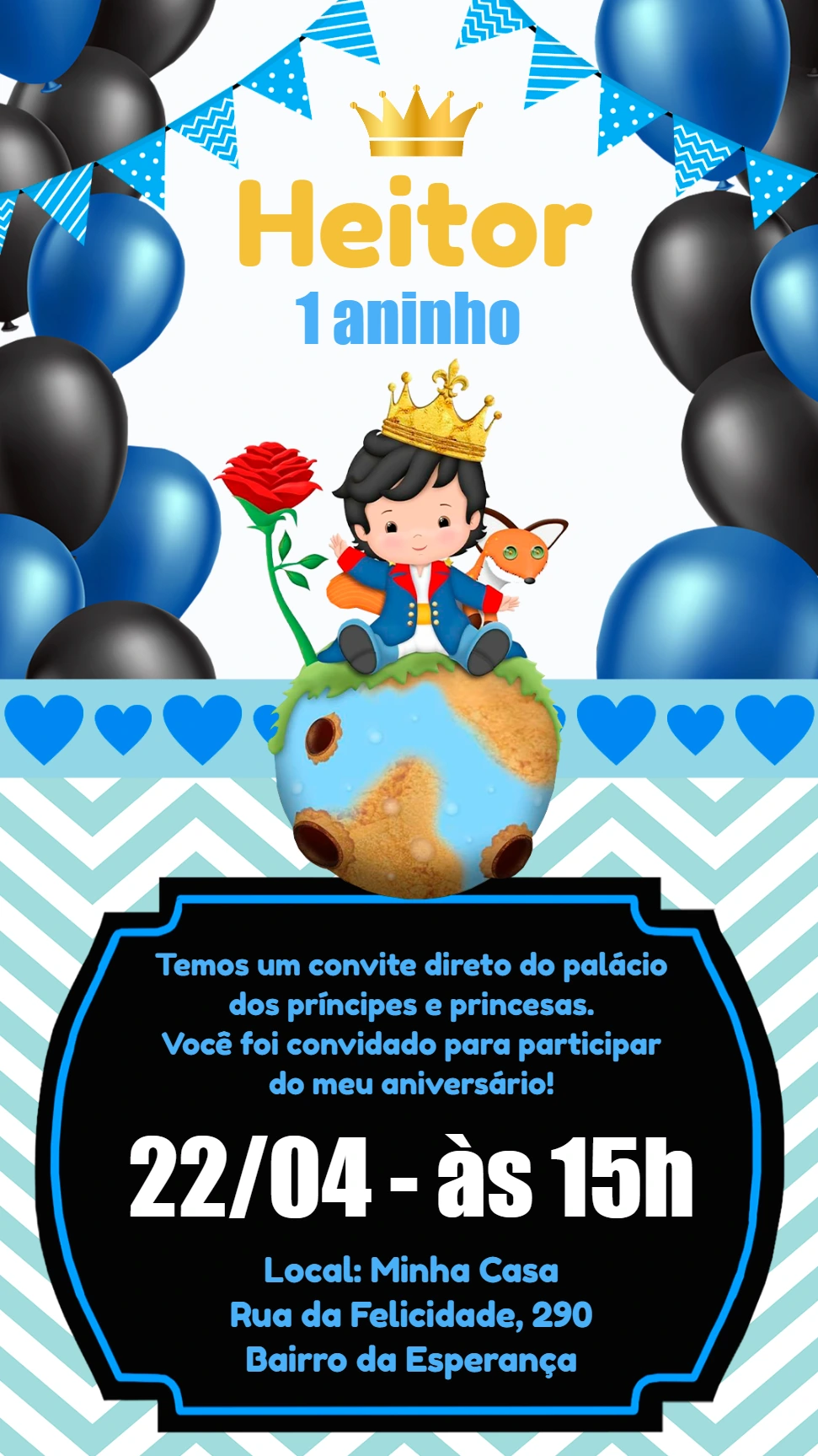Convite Aniversário Pequeno Príncipe para Editar Online