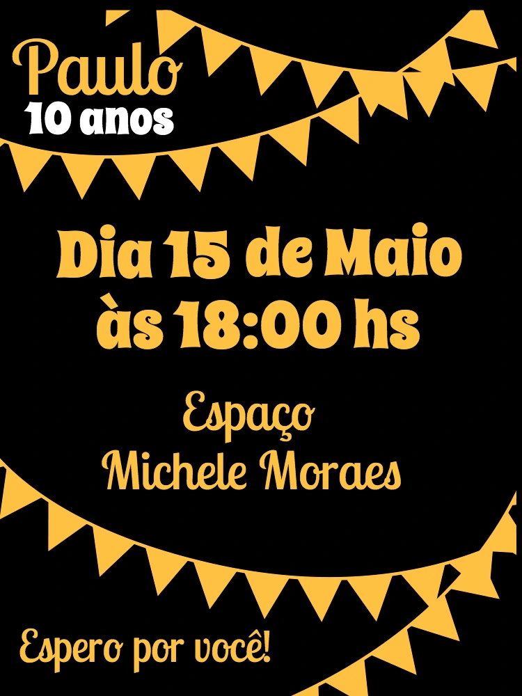 Convite de Aniversário com Bandeirinhas para Editar Online