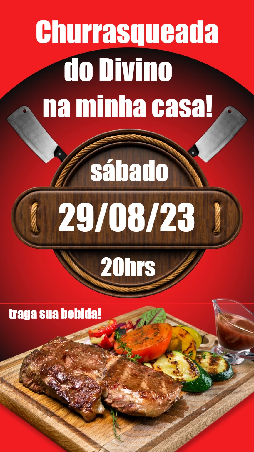Convite de Aniversário Churrasco Rústico para Editar Online