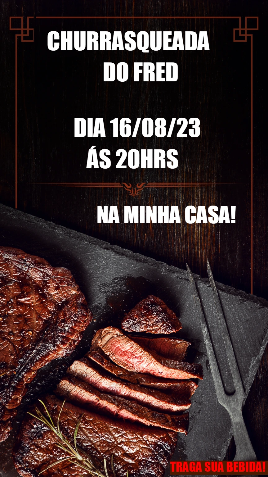 Convite de Aniversário Churrasco Rústico para Editar Online