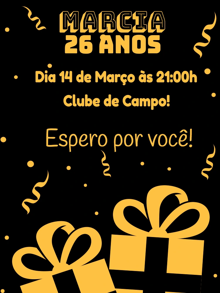 Convite de Aniversário com Presentes para Editar Online