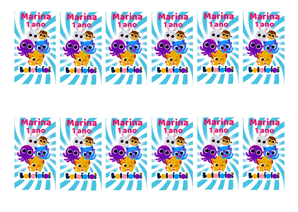 Adesivo Aniversário Bolofofos para Editar Online e Imprimir