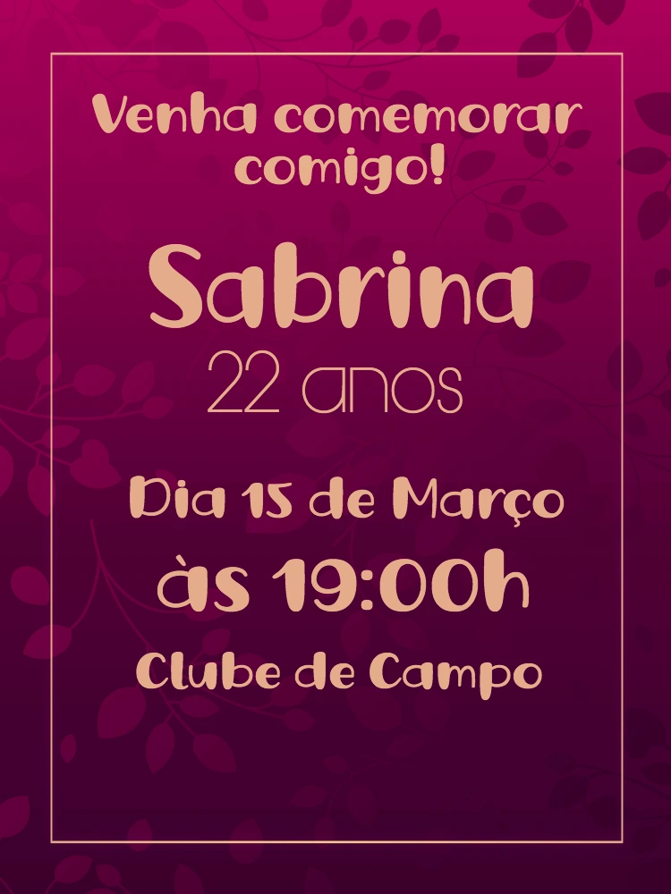 Convite de Aniversário Feminino Elegante para Editar Online
