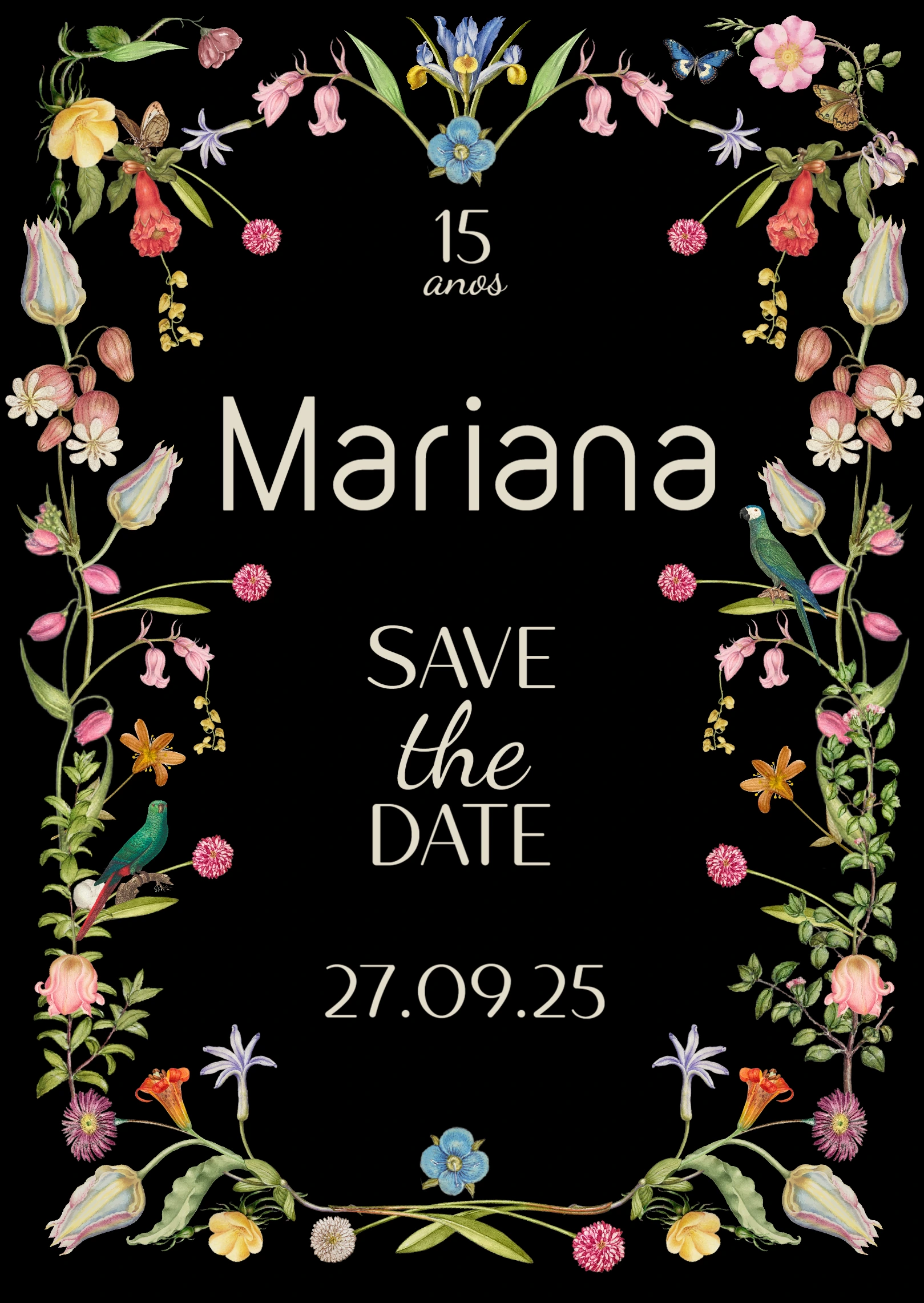 Save the Date 15 Anos Flores Silvestres para Editar Online