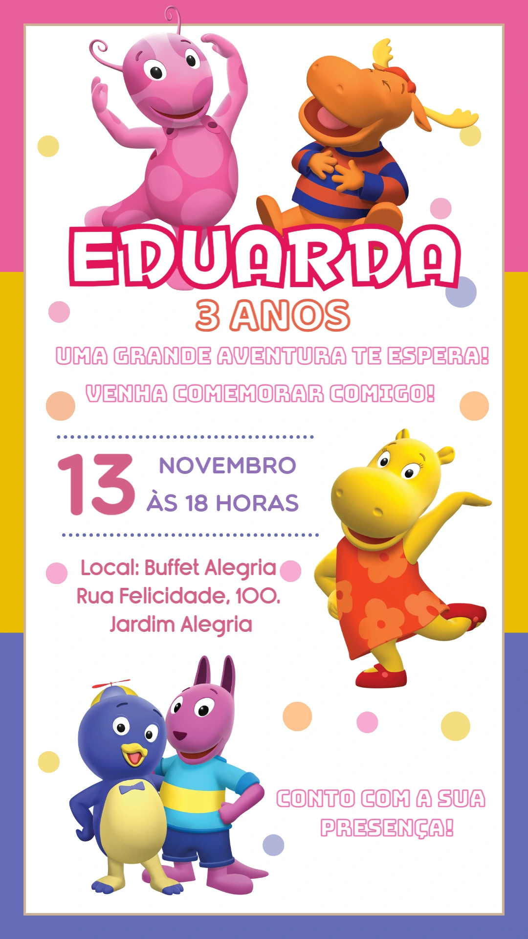 Convite de Aniversário Backyardigans para Editar Online