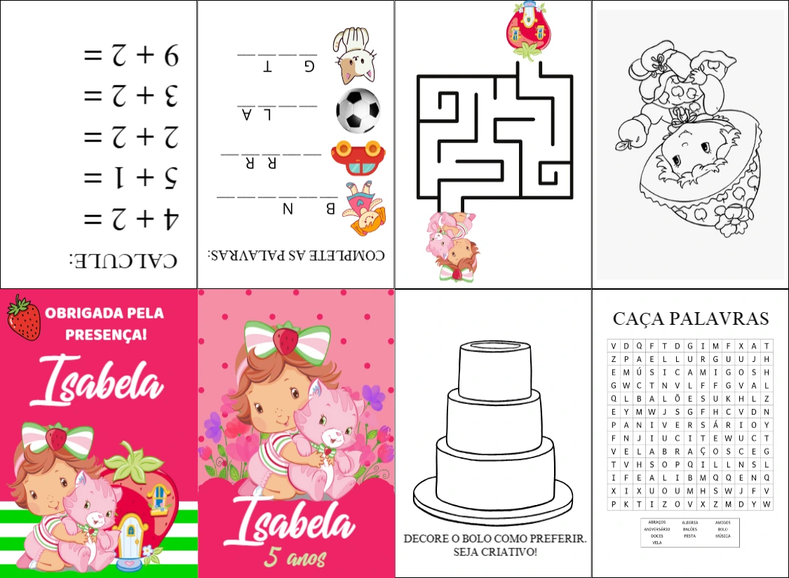 Mini Livro de Atividades Moranguinho Baby para Editar