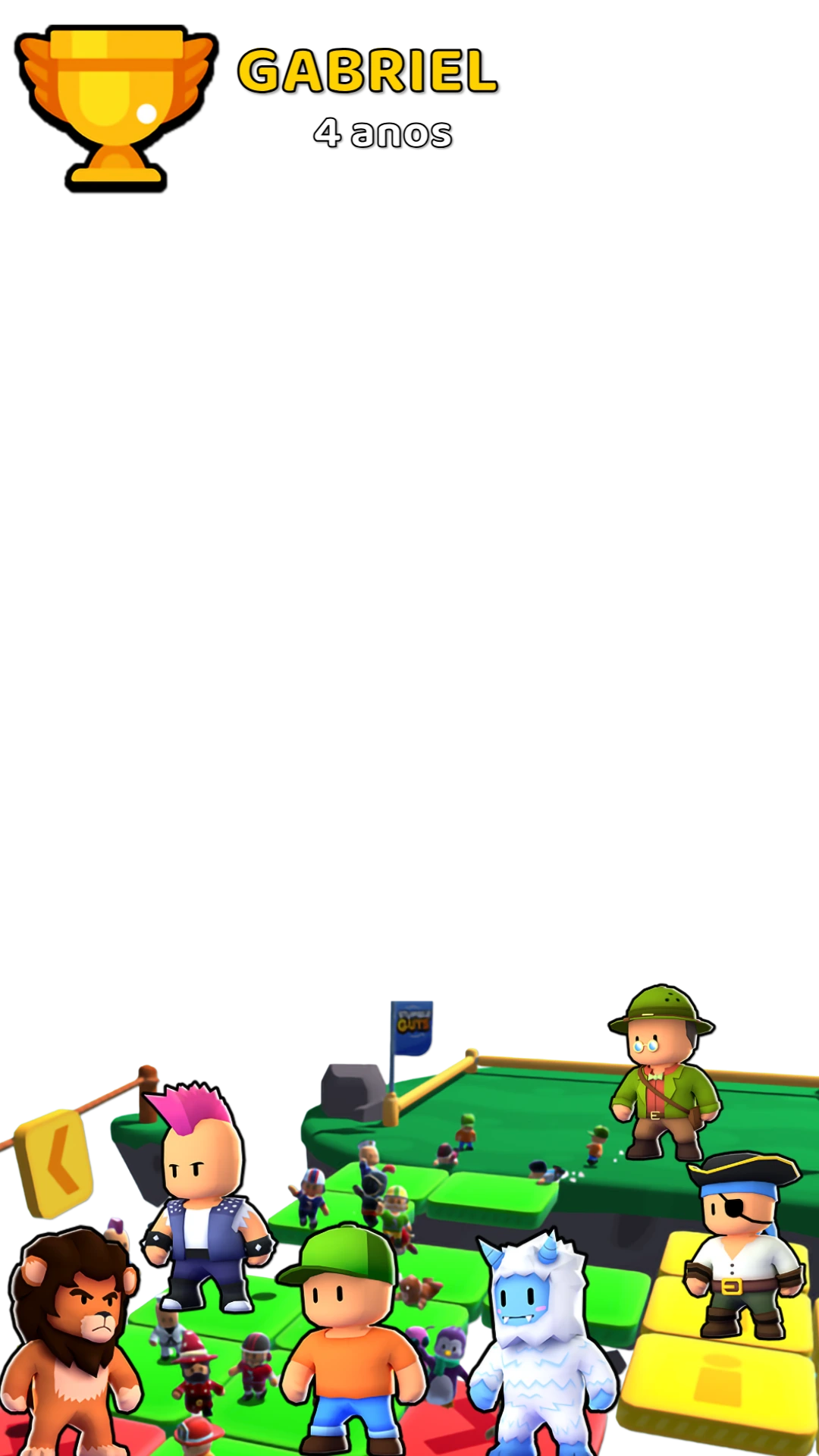 Moldura de Aniversário Stumble Guys com Personagens para Editar