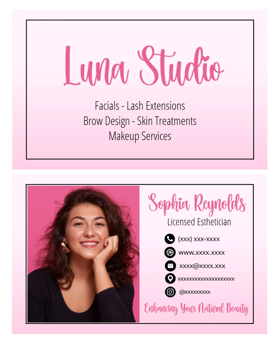 Modern Pink Beauty Business Card Template - Editable Online