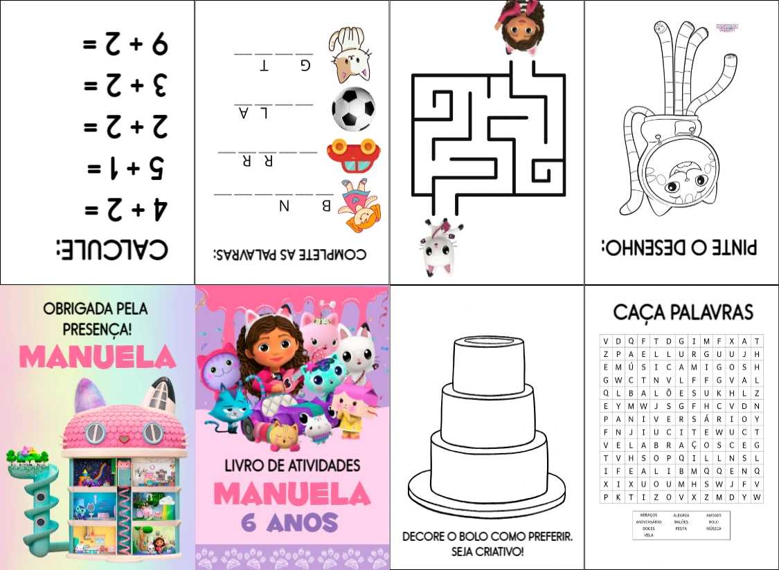 Livro de Atividades Festa Gabby Editável Online para Imprimir