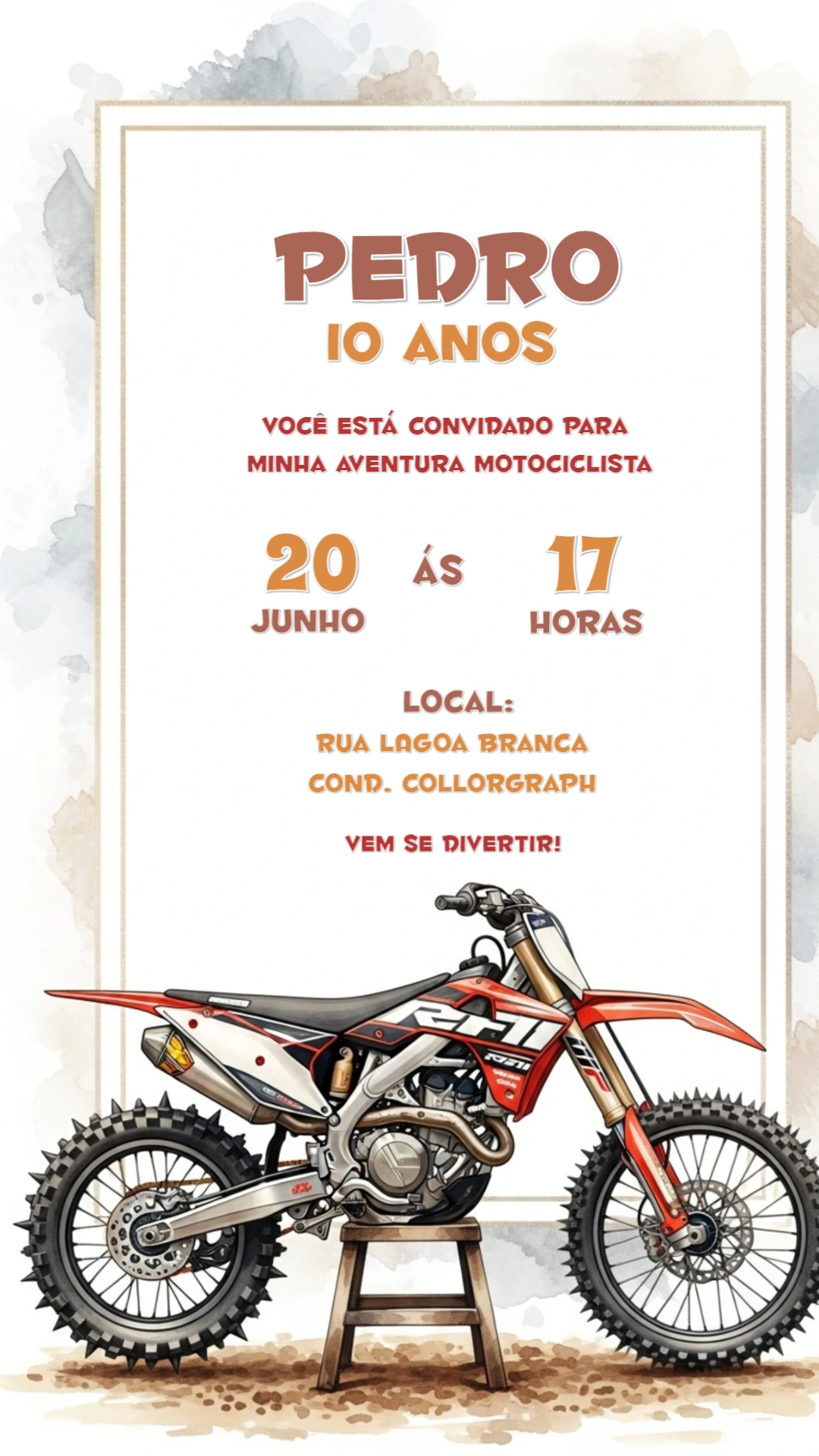 Convite de Aniversário Motocross Radical para Editar Online