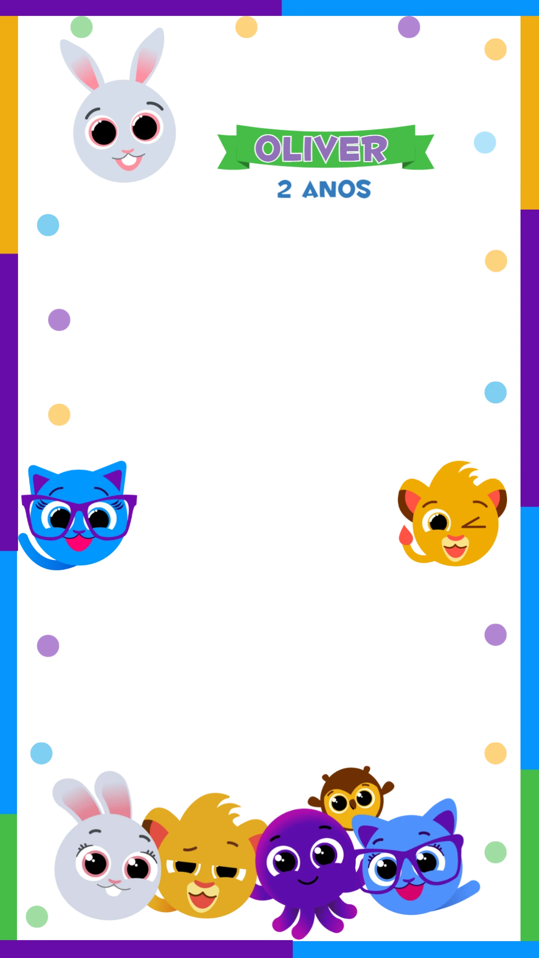Moldura de Aniversário Bolofofos para Stories Editável Online