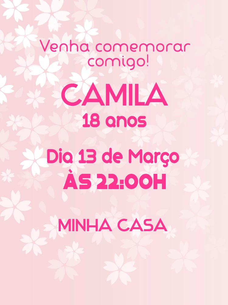Convite de Aniversário Floral Rosa para Editar Online