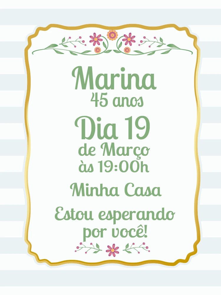 Convite de Aniversário Floral Delicado para Editar Online