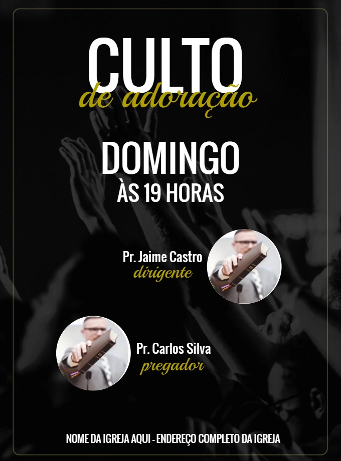 Convite para Culto de Adoração Sóbrio para Editar Online