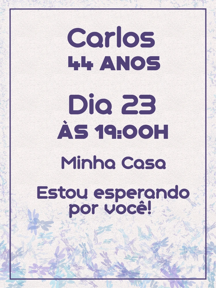 Convite de Aniversário Simples com Borda Floral para Editar