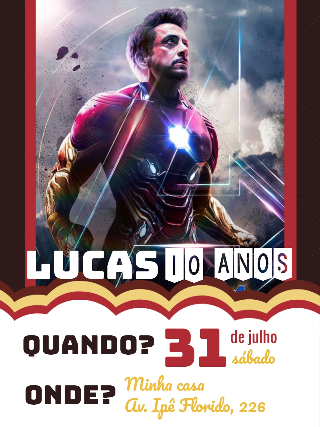 Convite de Aniversário Homem de Ferro para Editar Online