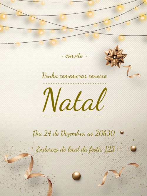 Convite de Natal Elegante com Luzes para Editar Online