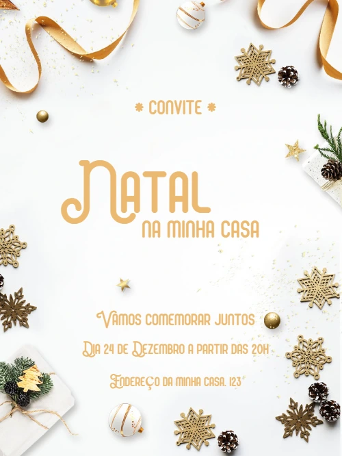 Convite de Natal Elegante Dourado para Editar Online