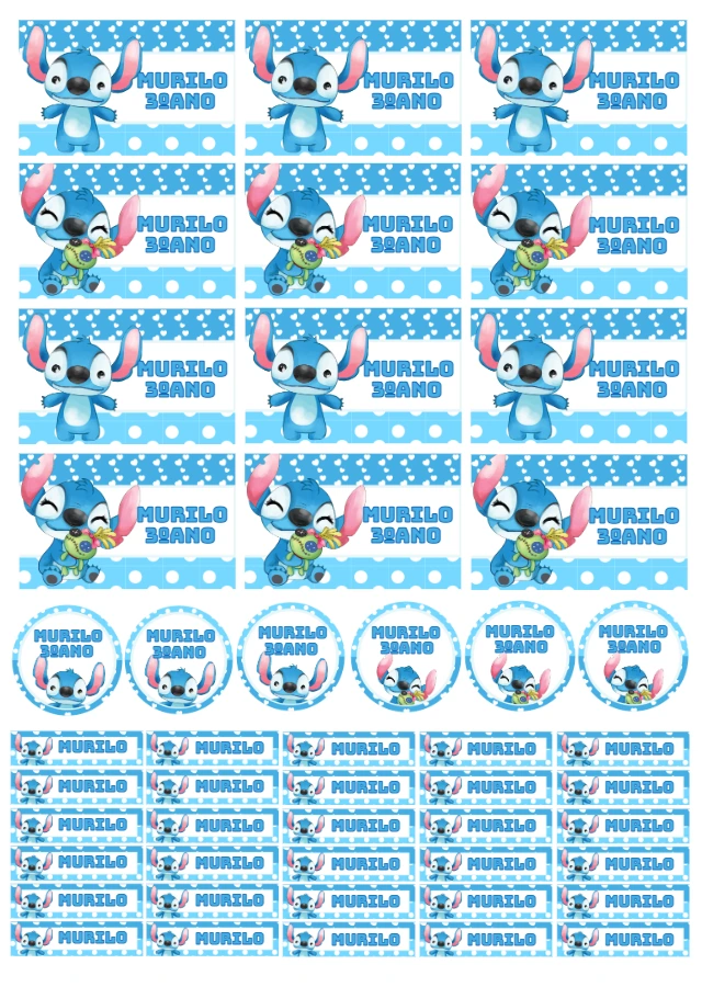 Kit Etiqueta Escolar Stitch para Editar e Imprimir