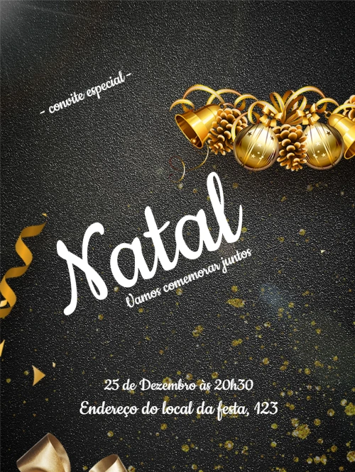 Convite de Natal Elegante com Dourado para Editar Online