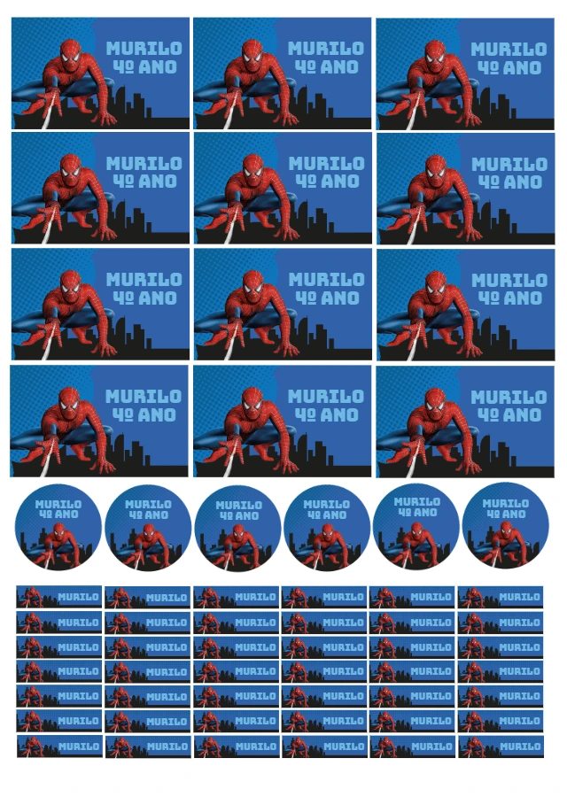 Etiqueta Escolar Homem Aranha para Editar e Imprimir Online