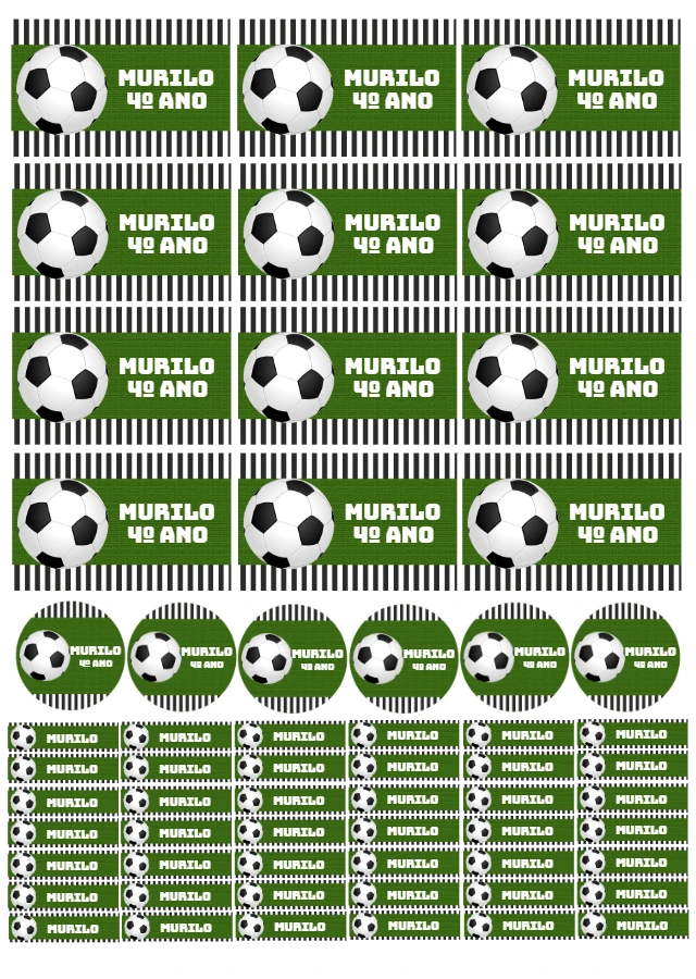 Kit Etiqueta Escolar Futebol para Editar e Imprimir