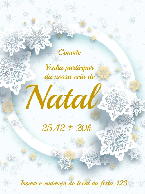 Convite de Natal Elegante com Flocos de Neve para Editar