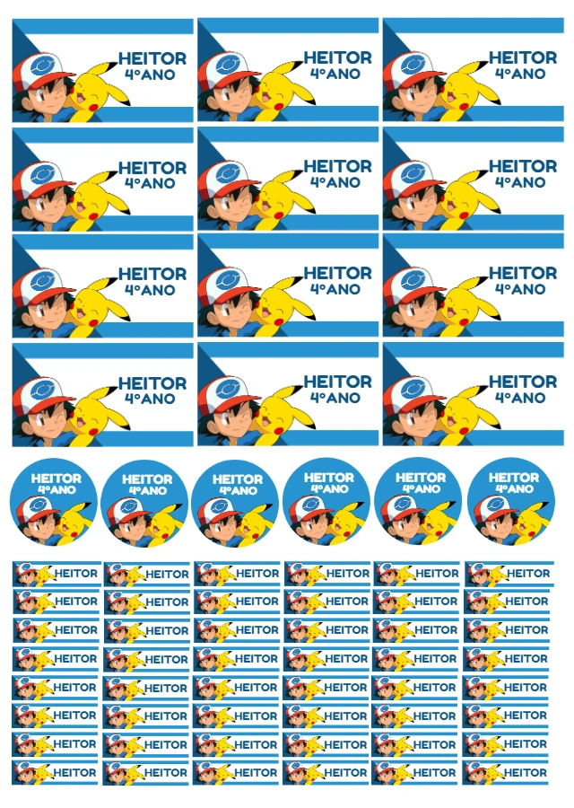 Kit de Etiquetas Escolares Pokémon para Editar e Imprimir