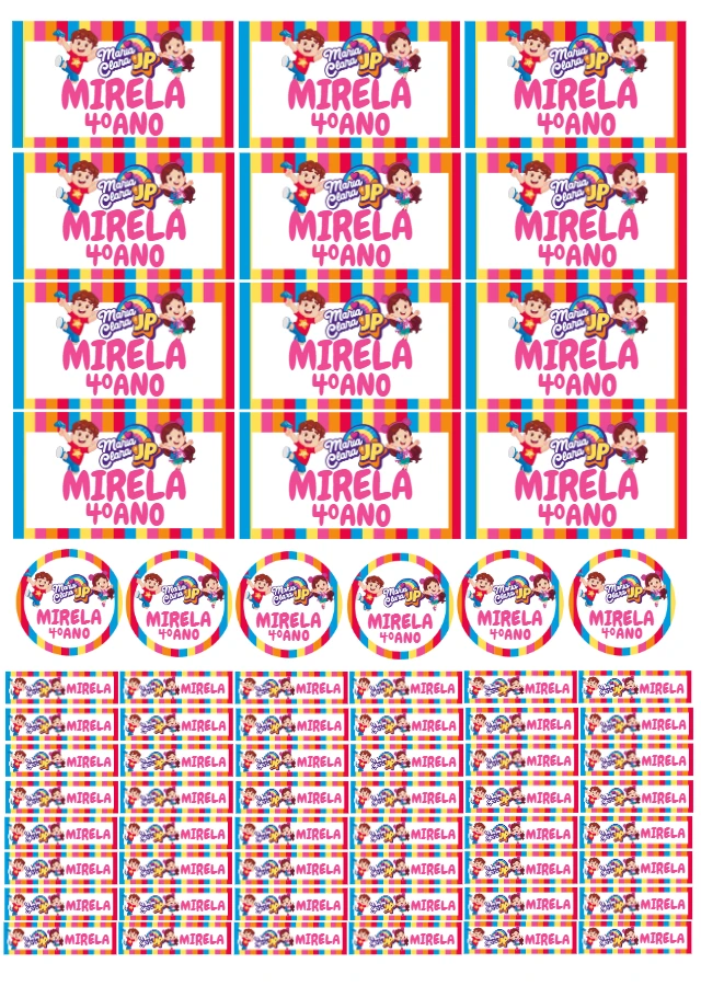 Etiqueta Escolar Maria Clara e JP para Editar e Imprimir