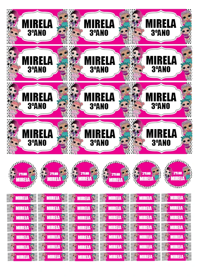 Etiquetas Escolares LOL Surprise para Editar e Imprimir