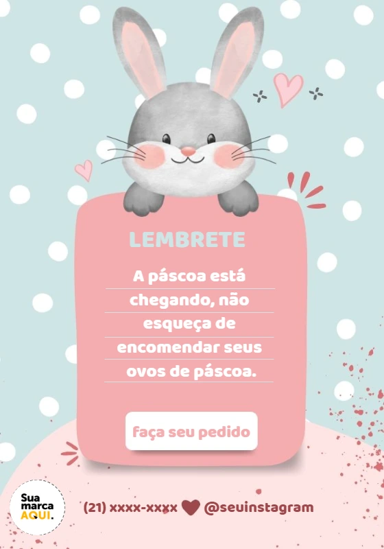 Lembrete de Páscoa com Coelho Fofo para Editar Online