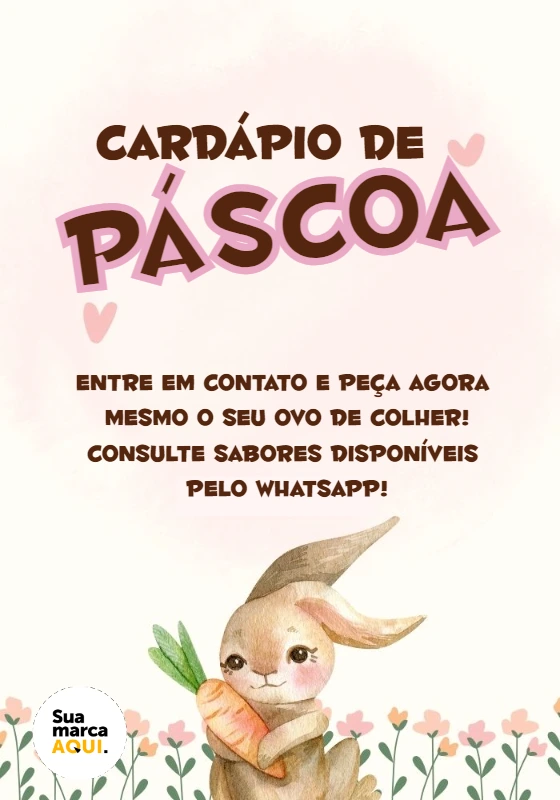 Cardápio de Páscoa com Coelhinho Fofo para Editar Online